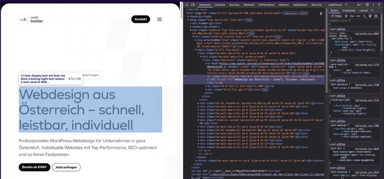 Media Query Beispiel im Code