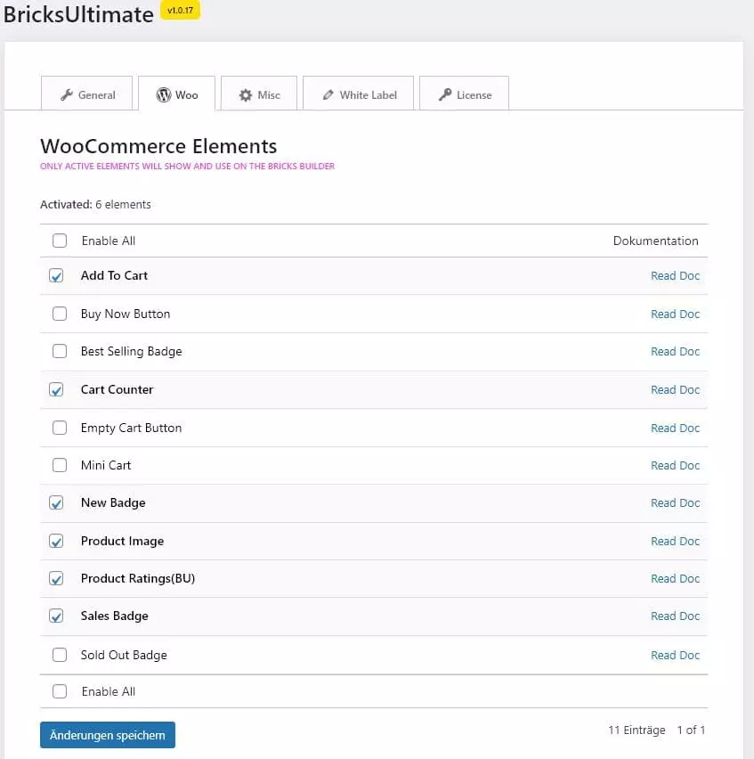 bricks ultimate woocommerce auszug