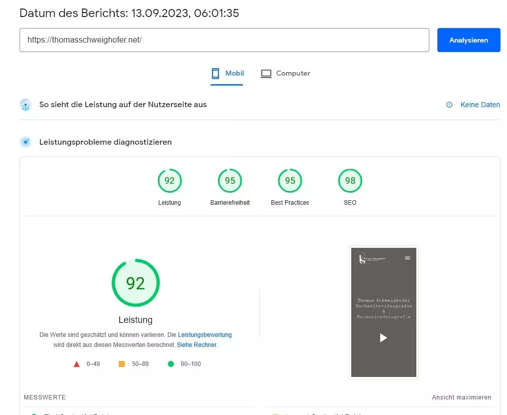 Google Page Speed Desktop