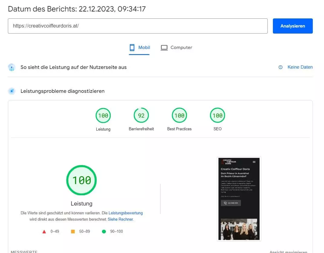 Google Page Speed Desktop