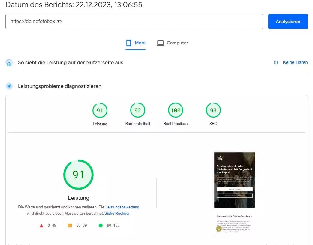 Google Page Speed Desktop