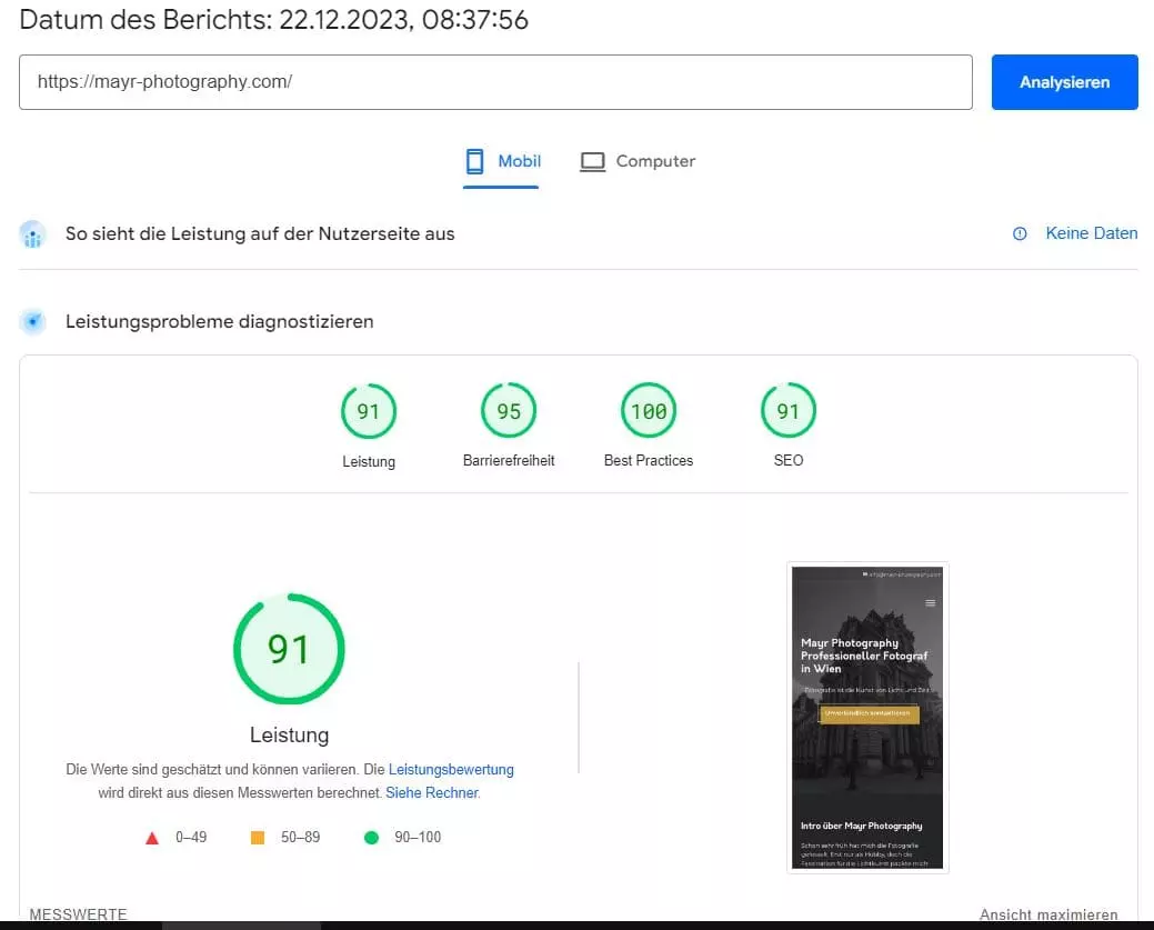 Google Page Speed Desktop