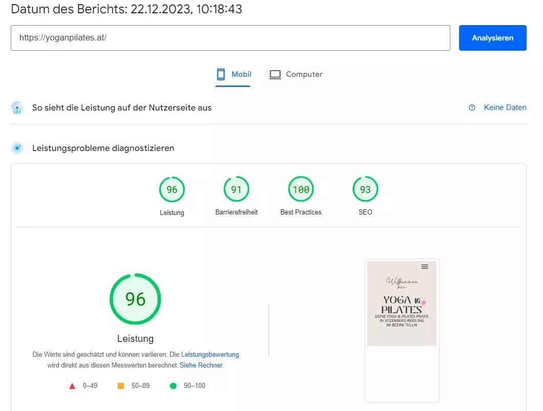 Google Page Speed Desktop